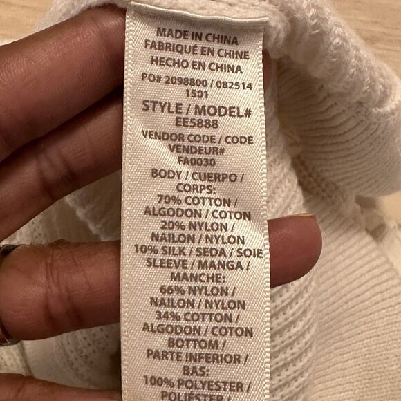 ella moss xs sweater knit v neck lace sleeves hi lo hem cream - Picture 7 of 9